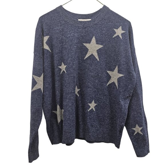 Color Eighteen Womens Sweater, blue sweater with gray stars in Size M - Picture 1 of 9